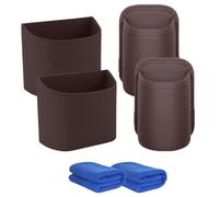 Leather Car Door Cup Holder, Anti-Sag Clip-On Seat Side Hanging Drink Cup Holder, for Back Seat of Car, Car Side Door, Headrest, Wide-Mouth Opening, for Water Bottles, Tumblers (4PCS-Brown)