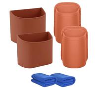 Leather Car Door Cup Holder, Anti-Sag Clip-On Seat Side Hanging Drink Cup Holder, for Back Seat of Car, Car Side Door, Headrest, Wide-Mouth Opening, for Water Bottles, Tumblers (4PCS-Orange)