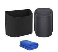 Leather Car Door Cup Holder, Anti-Sag Clip-On Seat Side Hanging Drink Cup Holder, for Back Seat of Car, Car Side Door, Headrest, Wide-Mouth Opening, for Water Bottles, Tumblers (2PCS-Black)