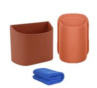 Leather Car Door Cup Holder, Anti-Sag Clip-On Seat Side Hanging Drink Cup Holder, for Back Seat of Car, Car Side Door, Headrest, Wide-Mouth Opening, for Water Bottles, Tumblers (2PCS-Orange)