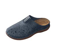 Leather Clogs for Women Closed Toe Orthopedic Wedge Sandals Women's Arch Support Backless Platform Slippers Wide Fit Wedge Mules Sliders for Elderly Women Ladies