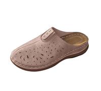 Leather Clogs for Women Closed Toe Orthopedic Wedge Sandals Women's Arch Support Backless Platform Slippers Wide Fit Wedge Mules Sliders for Elderly Women Ladies