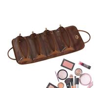 Leather Cosmetic Bag, Hanging Roll Up Bag, Detachable 4 in 1 Makeup Organizer, Foldable Travel with Compartments, Spacious Design Women, Ideal for Toiletries, 9.84x4.72x4.72 Inches