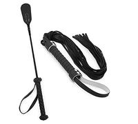 Leather Crop - Juego ecuestre de látigo de piel sintética de 45,7 cm y 83,8 cm - Juego de caballos de cuero - Juego de látigo de entrenamiento de caballos