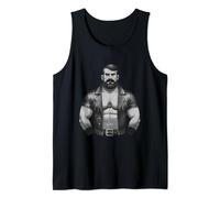 Leather Daddy Muscle Men Manga Art Style Camiseta sin Mangas