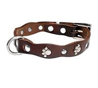 Leather Dog Collar Soft Adjustable Studded Pet Collars for Small Medium Dogs Cats Pitbull Brown Color XXS XS S M (XX)