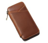 Leather Fountain Pen Case - 5 Slot Large Capacity Zipper Stationary Bag