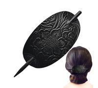 Leather Hair Barrette Set - Leather Hair Barrette with Stick, Faux Leatheer Hairr Barrettee Hairr Tie, Vintage Style Hairs Claw Clip Leathers and Stick Hairs Slide for Ladies, Girls, Womens
