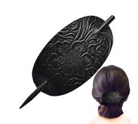 Leather Hair Barrette With Stick | Faux Barrette Hair Tie | Leather And Stick, Hairs Slide Pins, Ponytail Holders Hairs Accessories Suitable For Women Girls