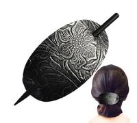 Leather Hairpin with Stick,Faux Leather Hair Barrette Hair Tie | Hair Slider Pin Ponytail Holders, Bohemian Style Hair Accessories Barrette for Women Girls