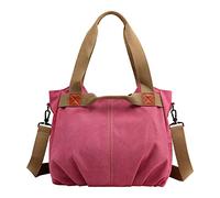 Leather Handbags Retro Fashion One Shoulder Crossbody Women's Bag Large Capacity Simple(Hot Pink)