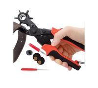 Leather Hole Punch Kit, Labor-saving And Durable Multi Hole Sizes Maker Tool, with 6 Round Hole Sizes Rotary Puncher, for Belt, Hand Band, Handbags, D