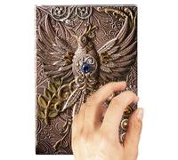 Leather Journal - Ancient Blocket, 3d Rigid Notebook | Libro de notas creativas con portada artística y cinta de marcadores para estudiantes, escritores, artistas en el hogar o en la oficina