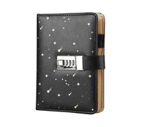 Leather Journal with Lock, Refillable Paper Binder Password Diary, Secret A6 Writing Hardcover Noteb