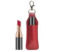 Leather Lipstick Keychain - Pouch Keychain, Lip Glaze Case Holder, Portable Lipstick Holder Pouch Fits More Standard Round and Square Tube Lipsticks, Lip Gloss