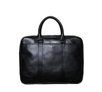 Leather Men's Handbag Leisure Business Computer Bag Head Layer Briefcase Shoulder(Black large account)