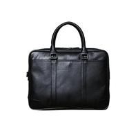 Leather Men's Handbag Leisure Business Computer Bag Head Layer Briefcase Shoulder(Black medium)