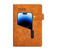 Leather Notebook, 2025 Monthly and Daily Planner Book, 5.71in 365 Days Event Planner Notepad, Organized Layout Perfect for Work, Study and Business Schedules