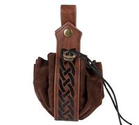 Leather Pouch - Retro Coin Drawstring Purse, Small PU Leather Pocket Coin Bag | Vintage Belt Holder for Daily Cosplay Renaissance Fair Medieval Costume Jewelry Marble Dice Storage Trinket, marrón