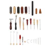Leather Sewing Kit, Leather W Tools with Wax Threads and Sanding IY Craft Tools for Hand Sewing, Includes less Steel inger Cots