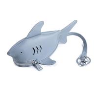 Leather Shark Shape Key Pouch,Multi-Functional Mini Coin Purse Keychain with Lanyard,Universal Key Case for Car & Household (Blue)
