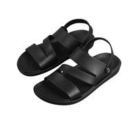 Leather Slippers Hombre Transpirable,Wide Fit Sliders Sandals,Verano Playa Shower Slip on Flat Slides,Lightweight Platform Orthopedic Walking Mules,Verano Shoes Flip Flops(Black, 42)