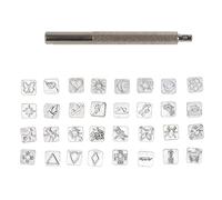 Leather Stamp Punch Set 32PCS Cartoon Animal Plant DIY Leather Craft Stamping Tool Kit Zinc Alloy Material 14 x 9cm for Leathercraft Projects Christmas Gifts