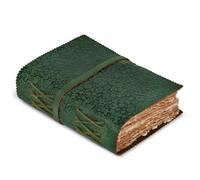 LEATHER VILLAGE Diario de cuero con estampado floral en relieve para mujeres y hombres, 200 páginas, 8 x 6 pulgadas (A6), verde, libro de sombras, diario de viaje de papel en blanco vintage, cuaderno