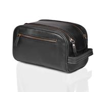 LEATHER VILLAGE DOPP-1, Negro -, 10"X6", Neceser de viaje de cuero