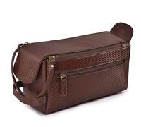 LEATHER VILLAGE Kit Dopp de piel de carbono, Marrón, L, Piel auténtica