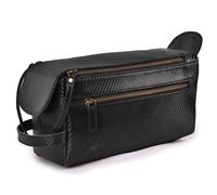LEATHER VILLAGE Kit Dopp de piel de carbono, Negro -, Piel auténtica