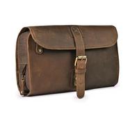 Leather Village Neceser colgante para hombres y mujeres, color marrón, bolsa de aseo de cuero para hombres, bolsas de aseo para hombre, bolsas de aseo para viajes, bolsa de aseo de viaje colgante,