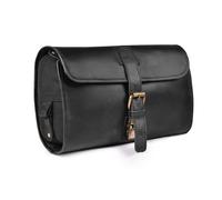 Leather Village Neceser colgante para hombres y mujeres, color negro, bolsa de aseo de cuero para hombres, bolsas de aseo para hombre, bolsas de aseo para viajes, bolsa de aseo de viaje colgante,
