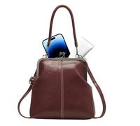 Leather Vintage Handbags, Adjustable British Style, Kiss Lock Pu Leather Pack, Vintage Purses with Women, Work Commuting Outdoor Travel, and Girls Phone Fashion Shoulder Carrying Bag, Wine Red, Se