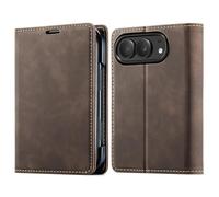 Leather Wallet Case for iPhone Duo with Card Holder, with Stand (Brown) | Folio Phone Cover for Apple Duo, Fold Case with Kickstand, Protect The Hinge, Protect The Screen