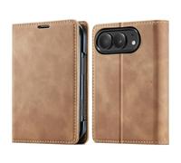 Leather Wallet Case for iPhone Duo with Card Holder, with Stand (Coffee) | Folio Phone Cover for Apple Duo, Fold Case with Kickstand, Protect The Hinge, Protect The Screen