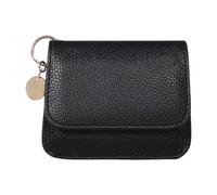 Leather Wallet, Coin Purse, Compact Wear Proof Foldable Secure Closure Lightweight Elegant Texture Lightweight Fashionable, Credit Card Holder for Women Minimal Travel, 4.53x0.98x3.74Inches, Black