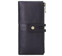 Leather Wallets for Men Long Bifold Wallet Zip Around Clutch Travel Purse(Brown)