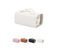 Leather Waterproof Cosmetic Bag, Detachable Compact Toiletry Bag, Portable Cute Travel Makeup Bag Pouch for Women Girls (White)