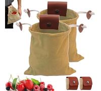Leather & Waxed Canvas Pouch, Foraging Bag, Waxed Canvas Pouch, Foldable Foraging Bag with Belt Attachment, Durable Multipurpose Outdoor Carrying Bags for Orchard, Bushcraft, Camping (Khaki,2PCS)