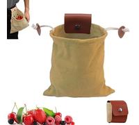 Leather & Waxed Canvas Pouch, Foraging Bag, Waxed Canvas Pouch, Foldable Foraging Bag with Belt Attachment, Durable Multipurpose Outdoor Carrying Bags for Orchard, Bushcraft, Camping (Khaki,1PC)