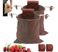 Leather & Waxed Canvas Pouch, Foraging Bag, Waxed Canvas Pouch, Foldable Foraging Bag with Belt Attachment, Durable Multipurpose Outdoor Carrying Bags for Orchard, Bushcraft, Camping (Brown,2PCS)