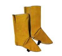 Leather Welding Spats - Cowhide Foot Protectors, Flame Retardant Safety Gaiters | Heat Resistant Industrial Coverage, Abrasion Shielding Equipment With Secure Hook Loop Fastening For Metal Fabrication