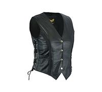 Leatherick Chaleco estilo motorista trenzado de cuero para mujer para chaqueta/chaleco sin mangas casual y de moda (5XL) (22)