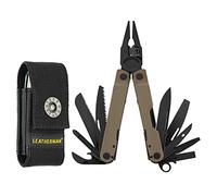 Leatherman Rebar Multiherramienta - 17 Herramientas Para Bricolaje y Camping, Acero Inoxidable Negro con Funda Nylon, Marrón