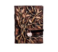 LEATHEROOZE Leather journal with Lock and Key, leather notebook, travel journal, personalized leather diary, Personalized journal with tree tree of life heart journal