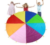 Leatikall Kids Play Multi Color Rainbow Parachute Niños Juego al Aire Libre Ejercicio Desarrollo Kindergarten (h.Shum / 11,8 pies)