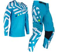 Leatt 3.5 Ride Pattern 2024 Conjunto de camiseta y pantalones de motocross, blanco-azul, tamaño L para Hombres