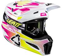 Leatt 3.5 V26 Casco de motocross con gafas, blanco/rosa/amarillo, Talla M (57/58)