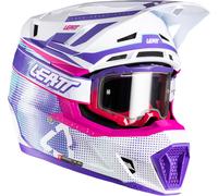 Leatt 7.5 V26 Casco de motocross con gafas, blanco/rosa/morado, Talla XL (61/62)